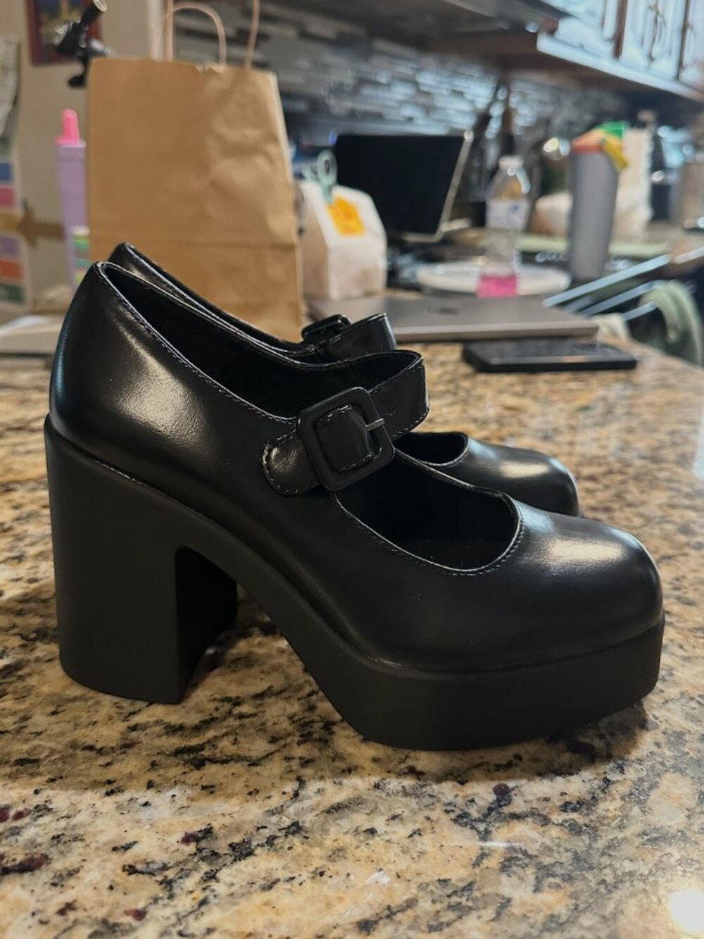 Limelight Black Chunky Platform Mary Jane Heels